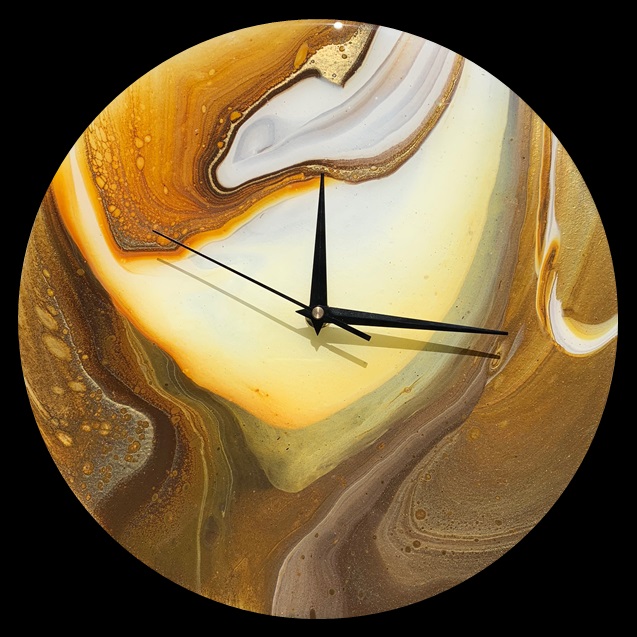 Caramel Sunshine Fluid Art Clock